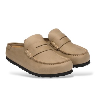Birkenstock Mocassins en cuir Naples Wrapped Oiled (Coupe Étroite) marron