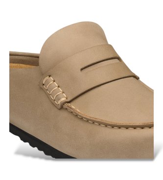 Birkenstock Mocassins en cuir Naples Wrapped Oiled (Coupe Étroite) marron