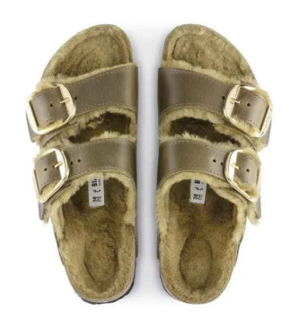 Birkenstock Sandali Arizona Big Buckle Lana di pecora (Vestibilità Stretta) verde oliva