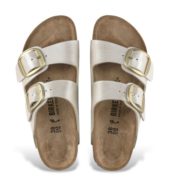 Birkenstock Sandalen Arizona Big Buckle weiß (Schmale Passform) perlgold