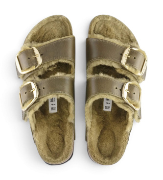 Birkenstock Sandals Arizona Big Buckle Shearling (Narrow Fit) olive green