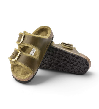 Birkenstock Sandals Arizona Big Buckle Shearling (Narrow Fit) olive green