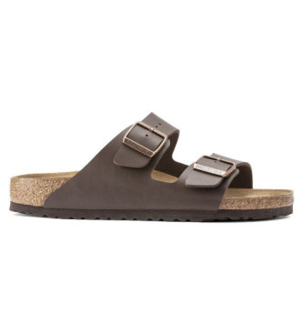 Birkenstock Sandlias Arizona Birko-Flor em pele castanha