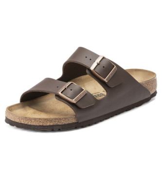 Birkenstock Sandlias Arizona Birko-Flor em pele castanha