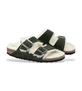 Birkenstock Sandali Arizona Lana di pecora Camoscio (Vestibilità Stretta) verde