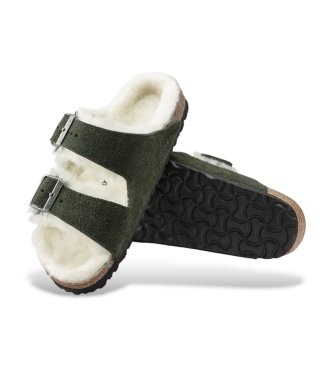 Birkenstock Sandali Arizona Lana di pecora Camoscio (Vestibilità Stretta) verde