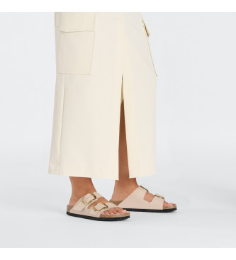 Birkenstock Skórzane sandały Arizona Big Buckle w kolorze beżowym