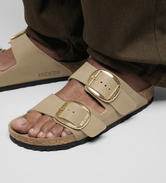 Birkenstock Sandali Arizona con fibbia grande in pelle beige