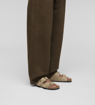 Birkenstock Sandali Arizona con fibbia grande in pelle beige
