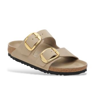 Birkenstock Sandali Arizona con fibbia grande in pelle beige