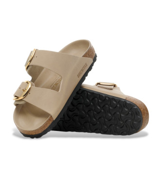 Birkenstock Sandali Arizona con fibbia grande in pelle beige