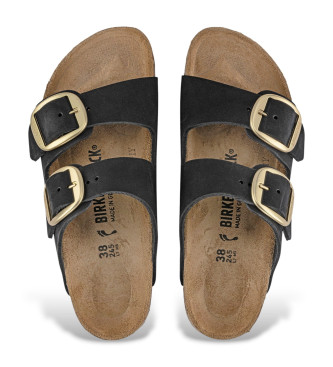 Birkenstock Usnjeni sandali Arizona Big Buckle Lenb črni