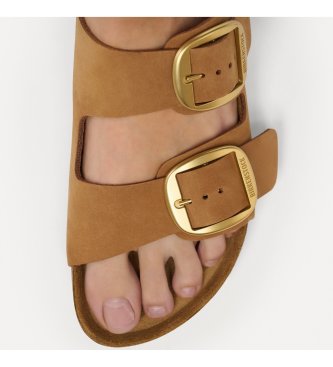 Birkenstock Sandálias de Couro Arizona Big Buckle Nubuck (Ajuste Estreito) castanho
