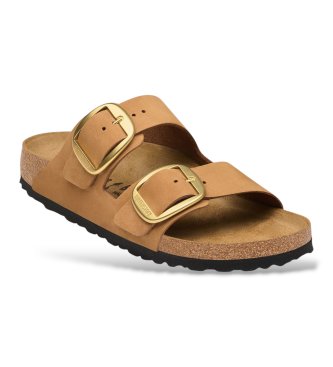 Birkenstock Sandálias de Couro Arizona Big Buckle Nubuck (Ajuste Estreito) castanho