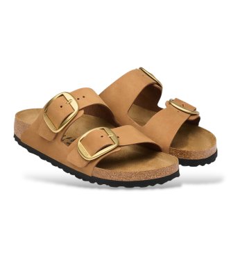 Birkenstock Sandálias de Couro Arizona Big Buckle Nubuck (Ajuste Estreito) castanho
