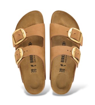 Birkenstock Sandálias de Couro Arizona Big Buckle Nubuck (Ajuste Estreito) castanho