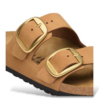 Birkenstock Sandálias de Couro Arizona Big Buckle Nubuck (Ajuste Estreito) castanho