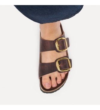Birkenstock Sandali in Pelle Arizona Big Buckle Oiled (Vestibilità Stretta) marrone