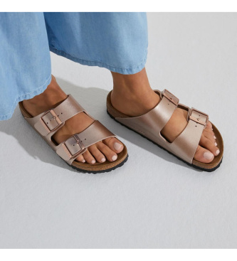 Birkenstock Sandales en Cuir Arizona Birko Flor (Coupe Étroite) bronze