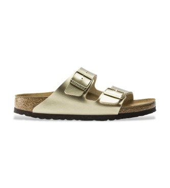 Birkenstock Arizona Birko Flor gold leather sandals