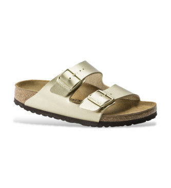 Birkenstock Arizona Birko Flor gold leather sandals
