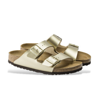 Birkenstock Arizona Birko Flor gold leather sandals