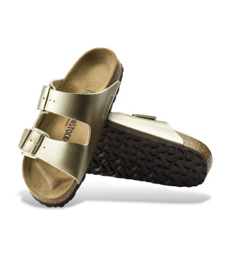 Birkenstock Arizona Birko Flor gold leather sandals