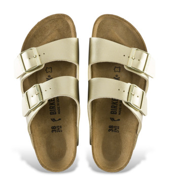 Birkenstock Arizona Birko Flor gold leather sandals