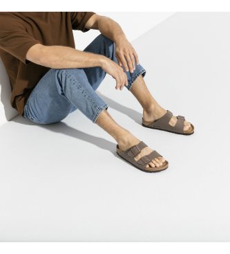 Birkenstock Sandali in Pelle Arizona Birko-Flor Nubuck (Vestibilità Stretta) marrone