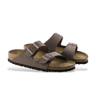 Birkenstock Sandali in Pelle Arizona Birko-Flor Nubuck (Vestibilità Stretta) marrone
