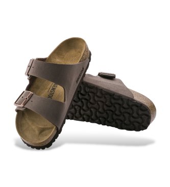 Birkenstock Sandali in Pelle Arizona Birko-Flor Nubuck (Vestibilità Stretta) marrone