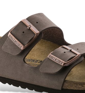 Birkenstock Sandali in Pelle Arizona Birko-Flor Nubuck (Vestibilità Stretta) marrone