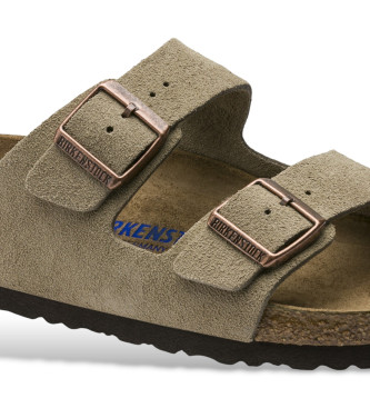 Birkenstock Leather Arizona Sandals Soft Footbed (Narrow Fit) taupe