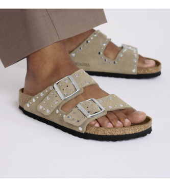 Birkenstock Arizona Rivets Leather Sandals (Regular Fit) ? taupe