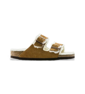 Birkenstock Sandalias de piel Arizona Shearling marrn
