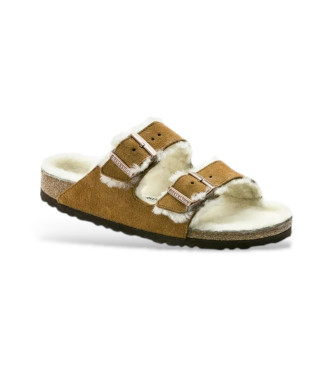 Birkenstock Sandalias de piel Arizona Shearling marrn