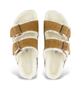 Birkenstock Sandalias de piel Arizona Shearling marrn