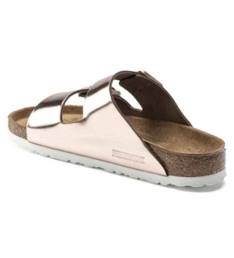 Birkenstock Arizona Mehki usnjeni sandali v bronasti barvi