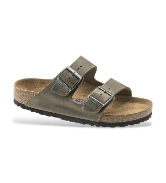 Birkenstock Sandali in pelle Arizona Soft Footbed Oiled (Vestibilità Regolare) marrone verdastro