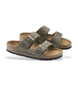 Birkenstock Sandali in pelle Arizona Soft Footbed Oiled (Vestibilità Regolare) marrone verdastro