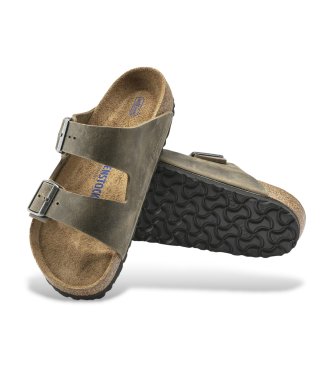 Birkenstock Sandali in pelle Arizona Soft Footbed Oiled (Vestibilità Regolare) marrone verdastro