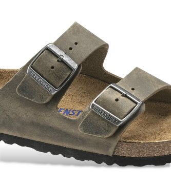 Birkenstock Sandali in pelle Arizona Soft Footbed Oiled (Vestibilità Regolare) marrone verdastro