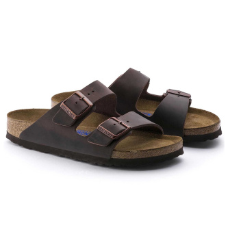 Birkenstock Sandálias de couro Arizona Soft Footbed Oiled castanho