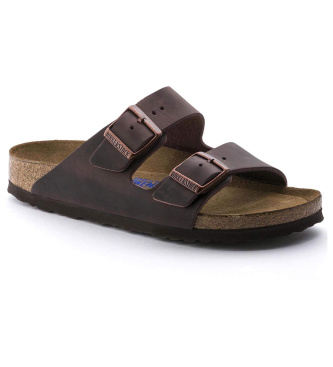 Birkenstock Sandálias de couro Arizona Soft Footbed Oiled castanho