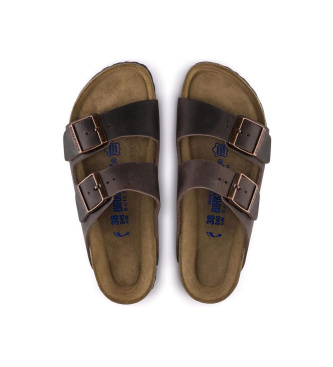 Birkenstock Sandálias de couro Arizona Soft Footbed Oiled castanho
