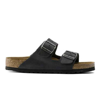 Birkenstock Miękkie skórzane sandały Arizona czarne