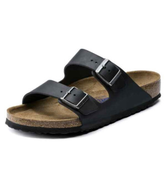 Birkenstock Miękkie skórzane sandały Arizona czarne