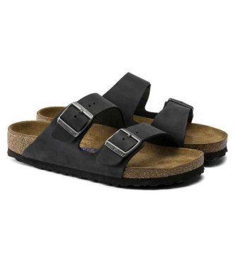 Birkenstock Miękkie skórzane sandały Arizona czarne