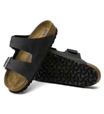 Birkenstock Miękkie skórzane sandały Arizona czarne