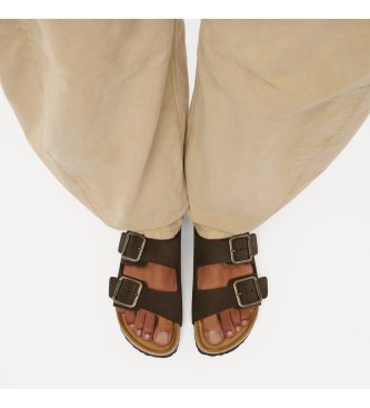 Birkenstock Sandálias de Couro Arizona Wire Buckle (Ajuste Regular) castanho